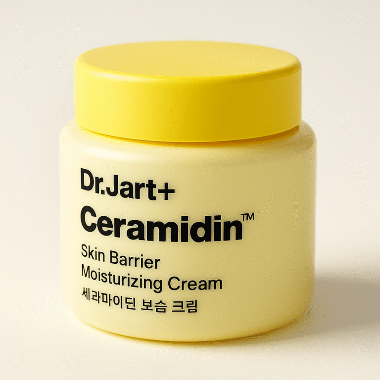 Dr.Jart+ Ceramidin Skin Barrier Cream Review main product photo showing full-size jar of the Korean moisturizer for dry, sensitive skin.